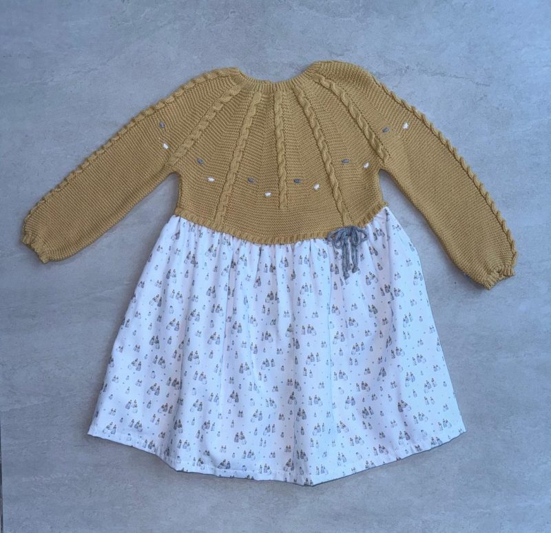 VESTIDO PUNTO TRENZAS Y TEJIDO VIELLA ESTAMPADA PINGUINOS MARCA MAC ILUSIÓN - Imagen 5