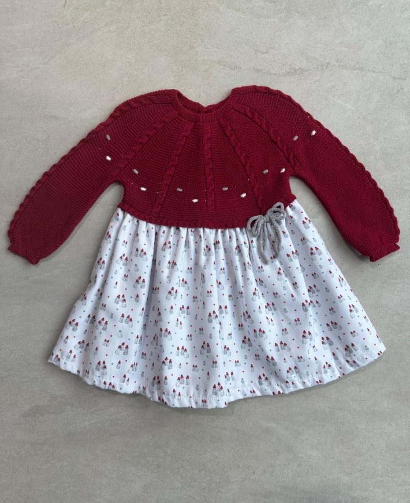 VESTIDO PUNTO TRENZAS Y TEJIDO VIELLA ESTAMPADA PINGUINOS MARCA MAC ILUSIÓN - Imagen 4