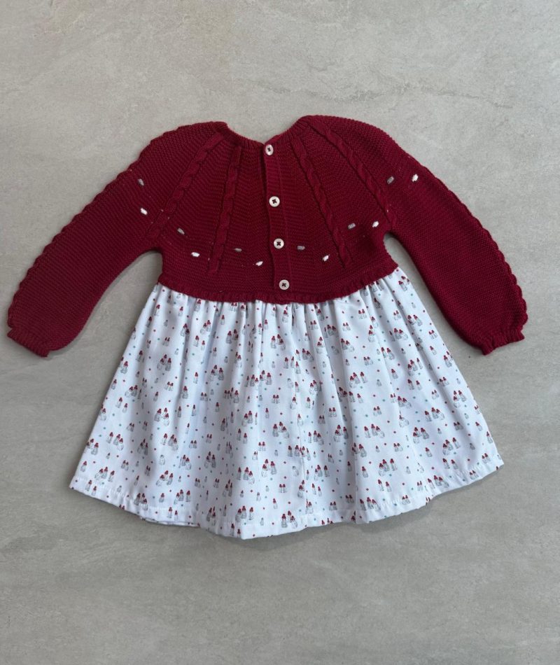 VESTIDO PUNTO TRENZAS Y TEJIDO VIELLA ESTAMPADA PINGUINOS MARCA MAC ILUSIÓN - Imagen 3