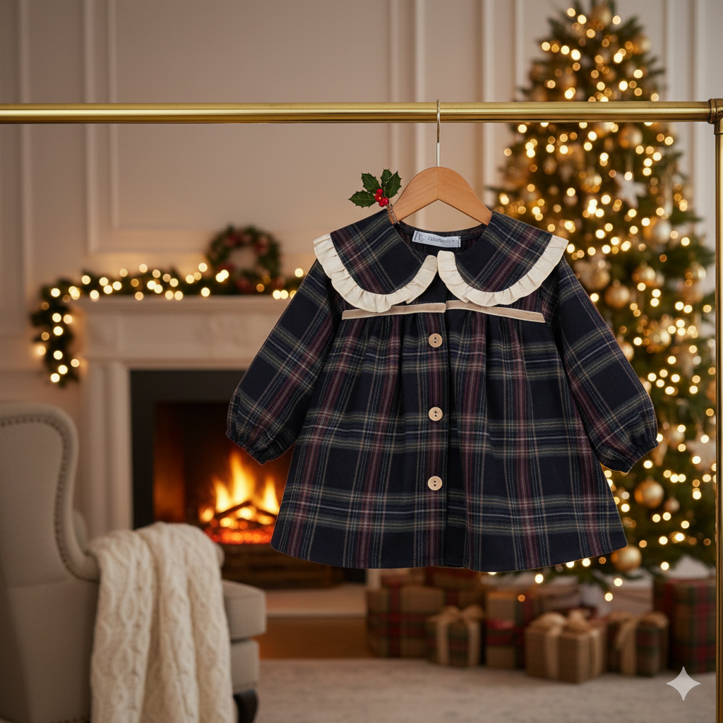 Vestido cuadros marino Marca Calamaro